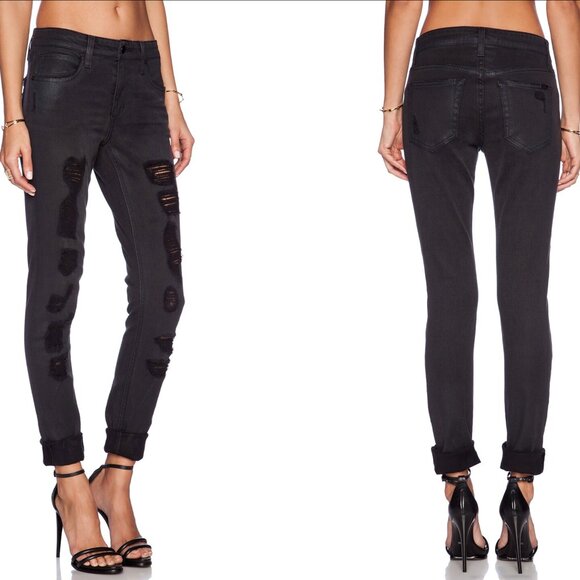 Joe's Jeans Boyfriend Slim Distressed Black Zandra Jeans - Picture 2 of 4